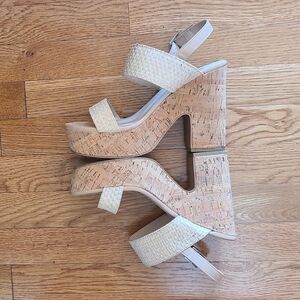 Women's Platform Sandals cork heel Size 8.5 Chunky Y2K